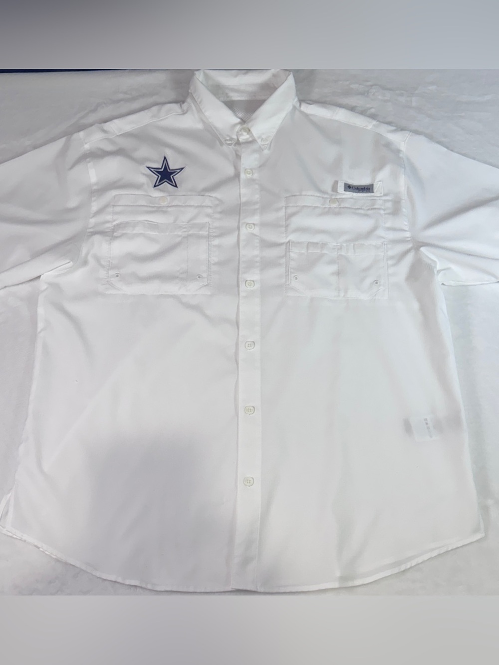 Columbia PFG Dallas Cowboys Fishing Shirt Men’s White Button Up Performance XL